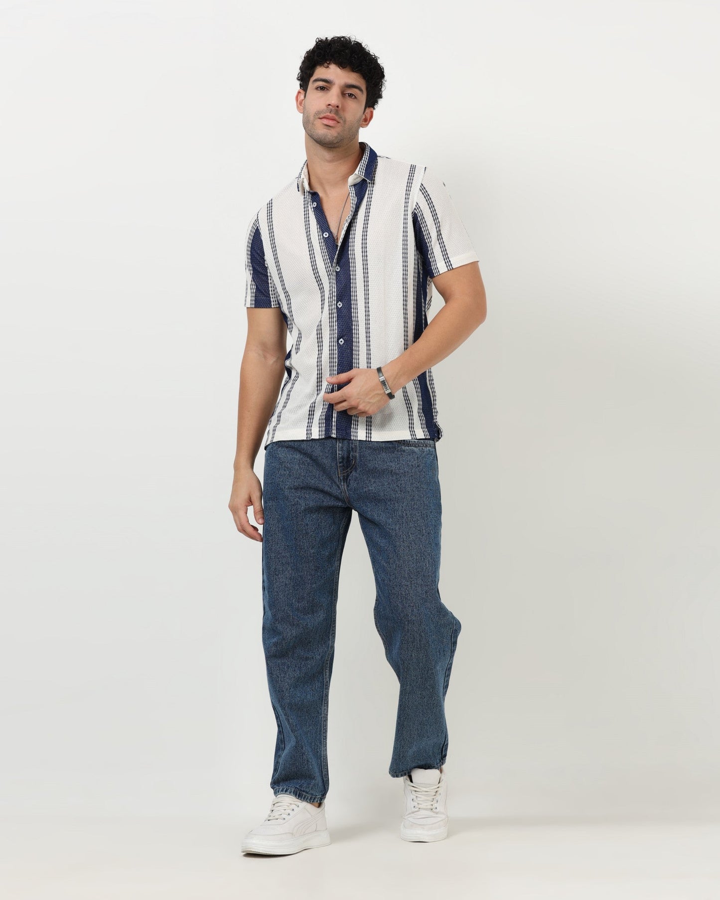 VOLT Blue Textured Knit Shirt