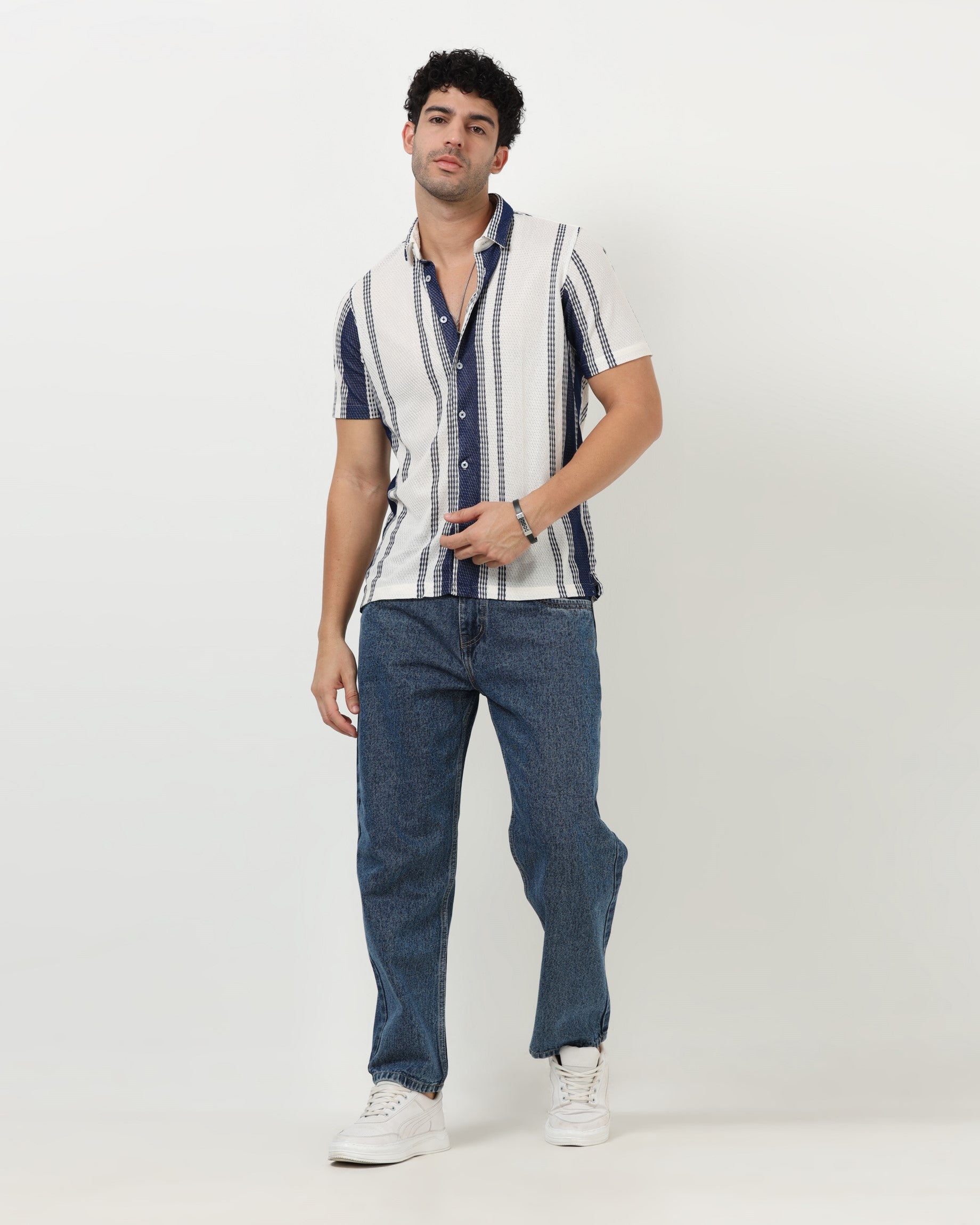 VOLT Blue Textured Knit Shirt
