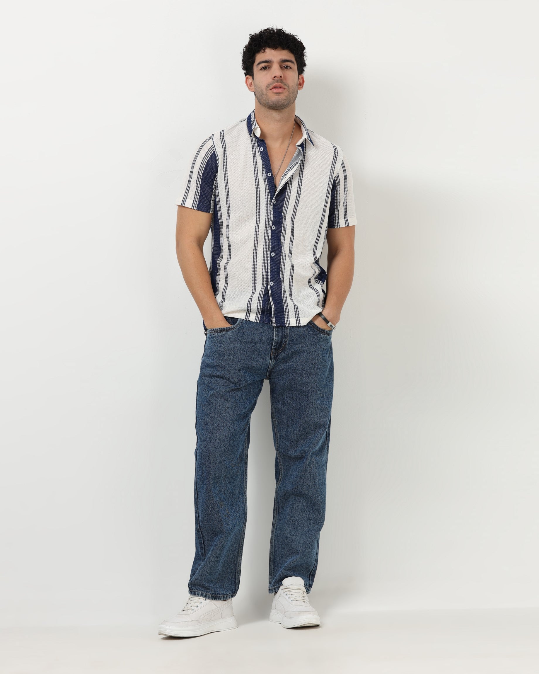 VOLT Blue Textured Knit Shirt