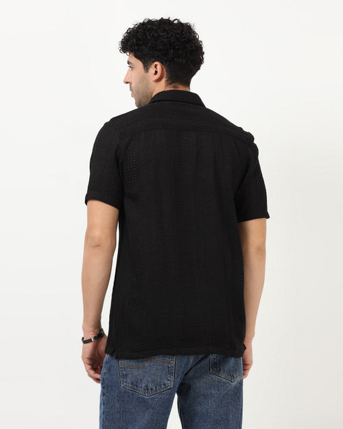 AETHER Black Mesh Knit shirt
