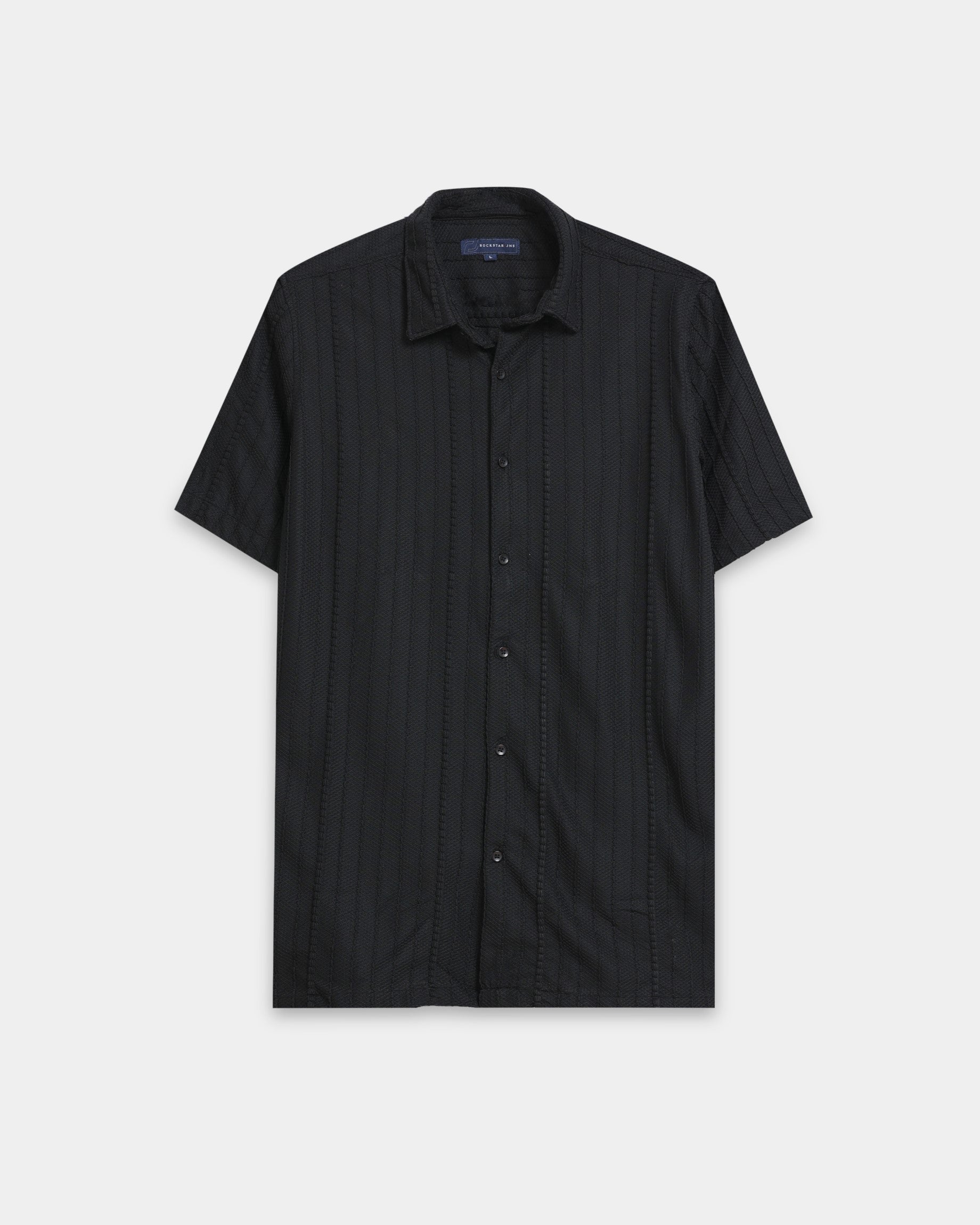 VERTIX Black Textured Knit Shirt