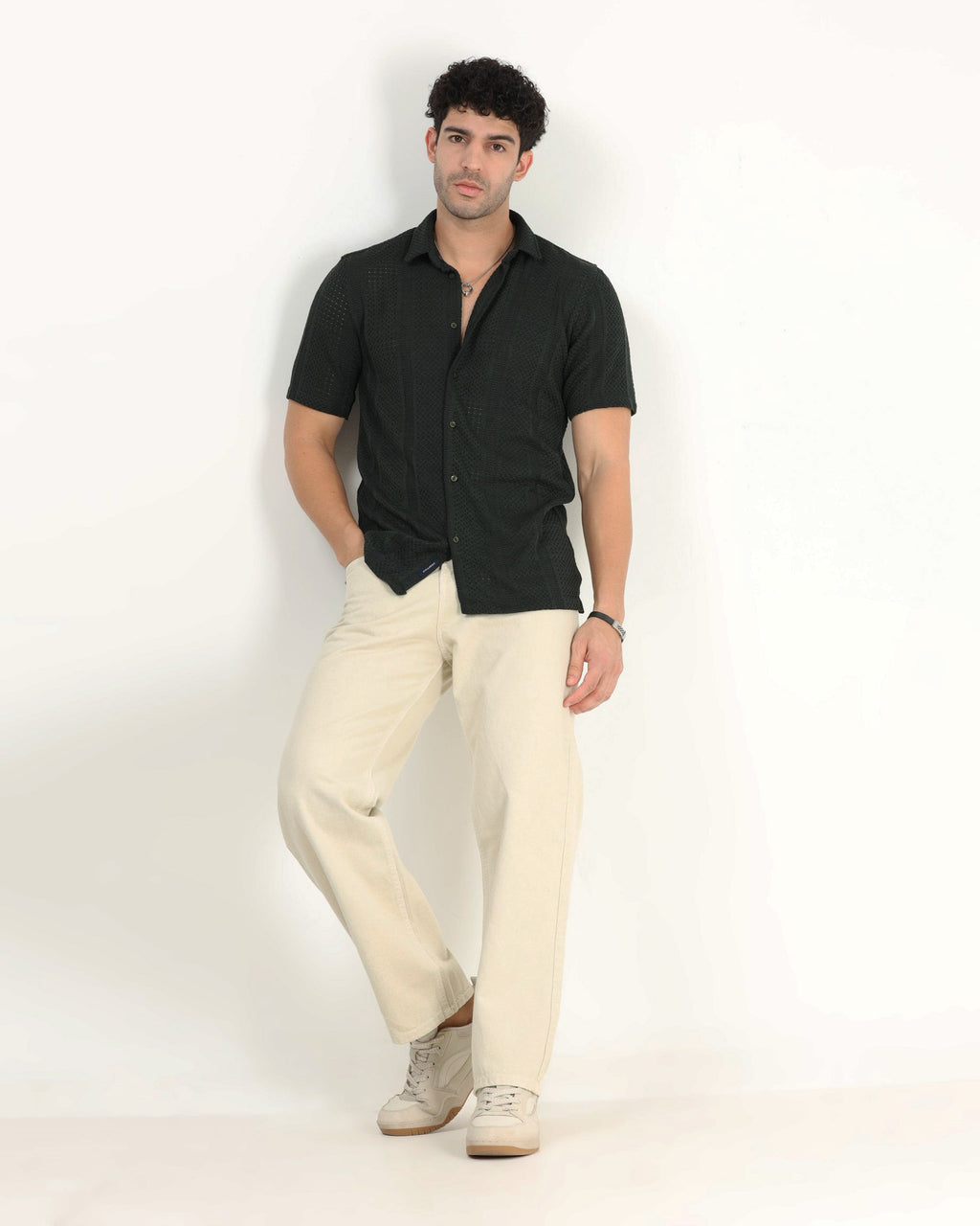 AETHER Dark Green Mesh Knit shirt