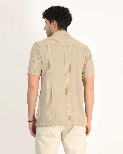 AETHER Beige Mesh Knit shirt