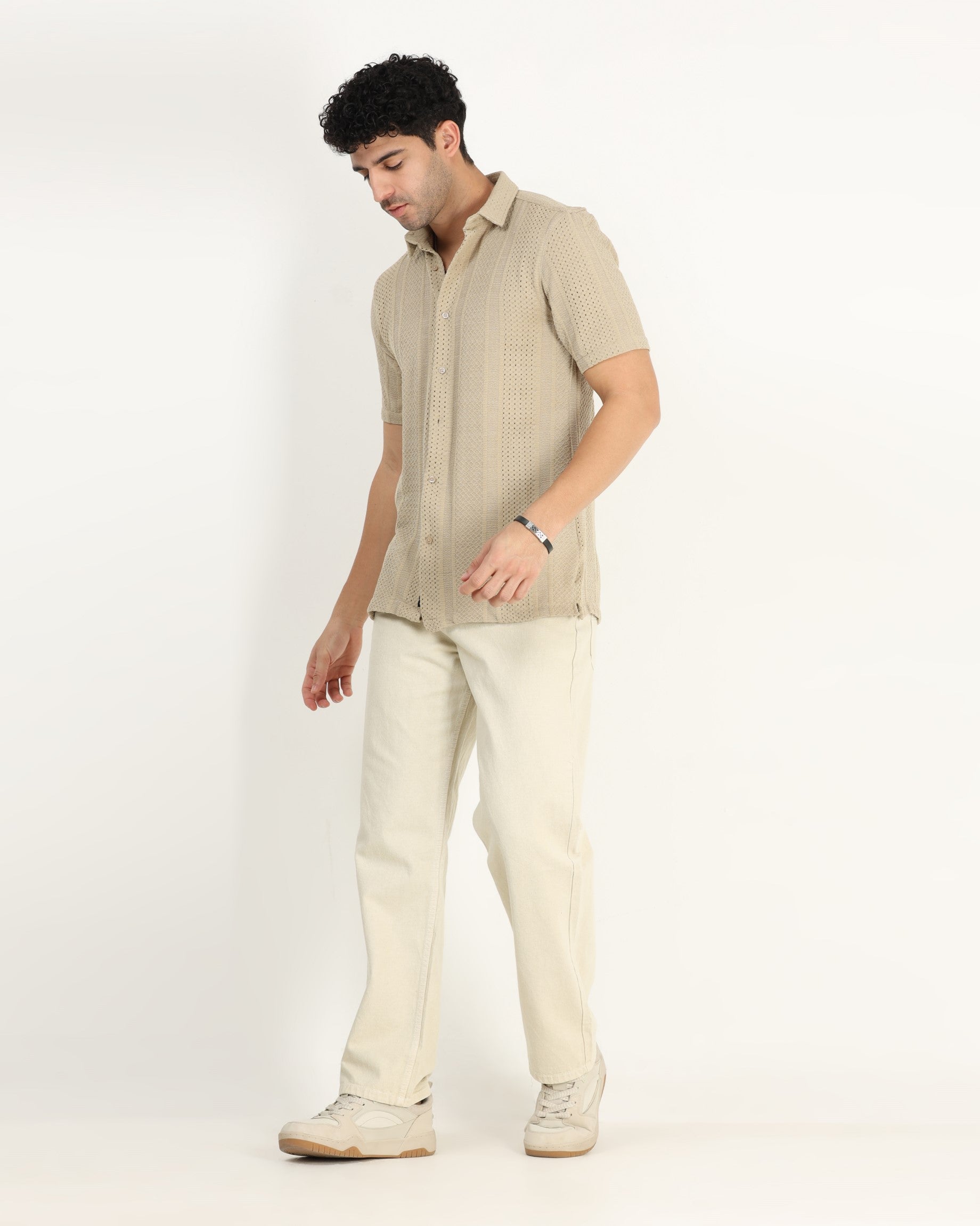 AETHER Beige Mesh Knit shirt