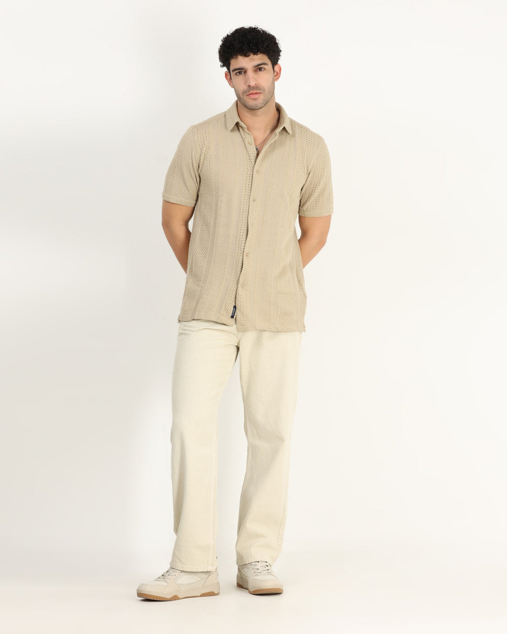 AETHER Beige Mesh Knit shirt