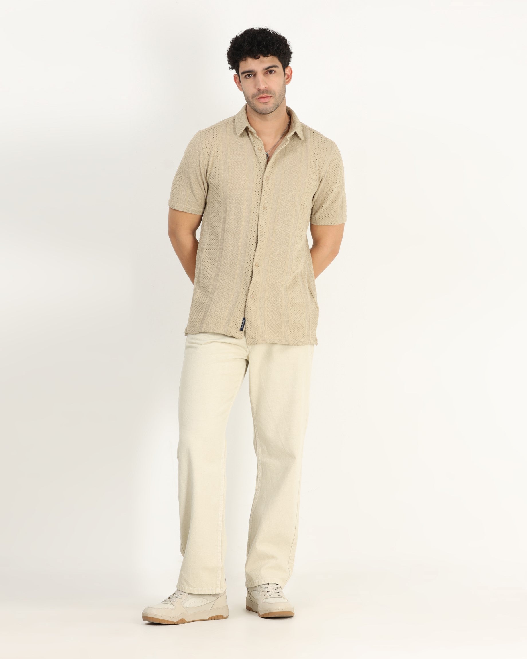 AETHER Beige Mesh Knit shirt