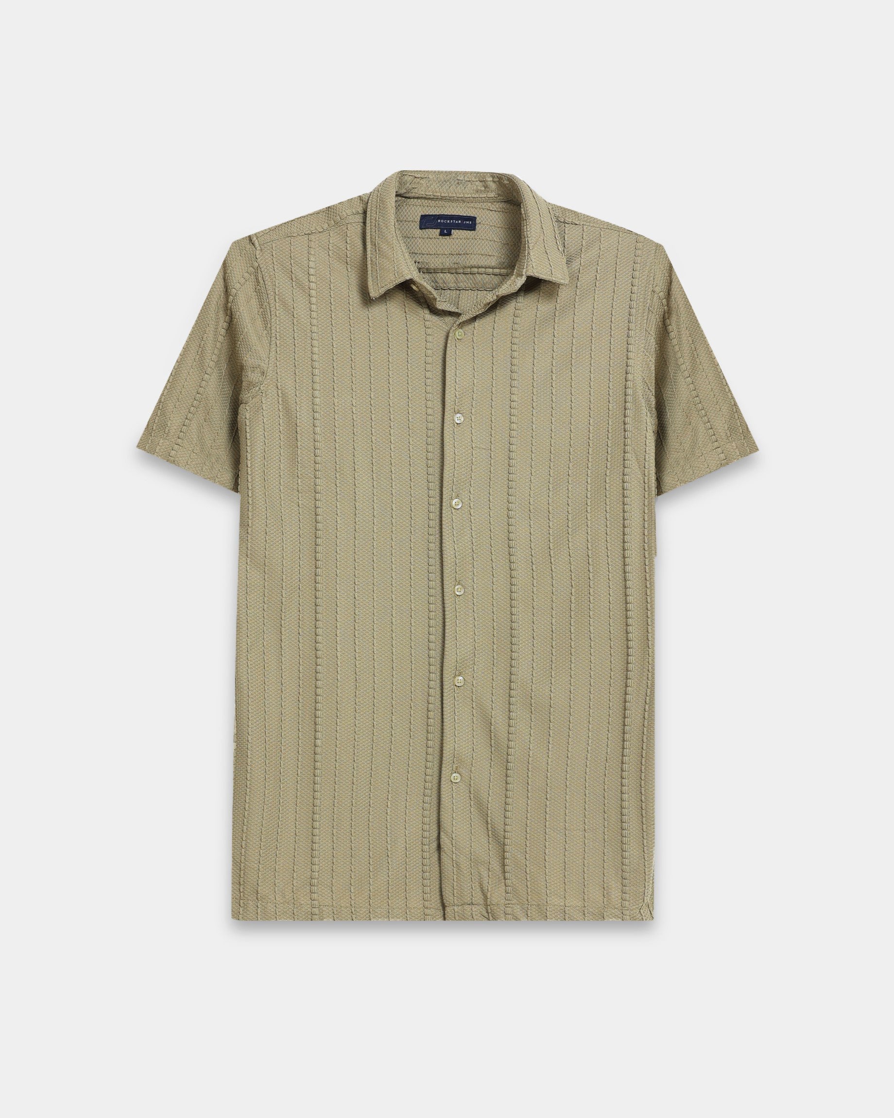 VERTIX Green Textured Knit Shirt
