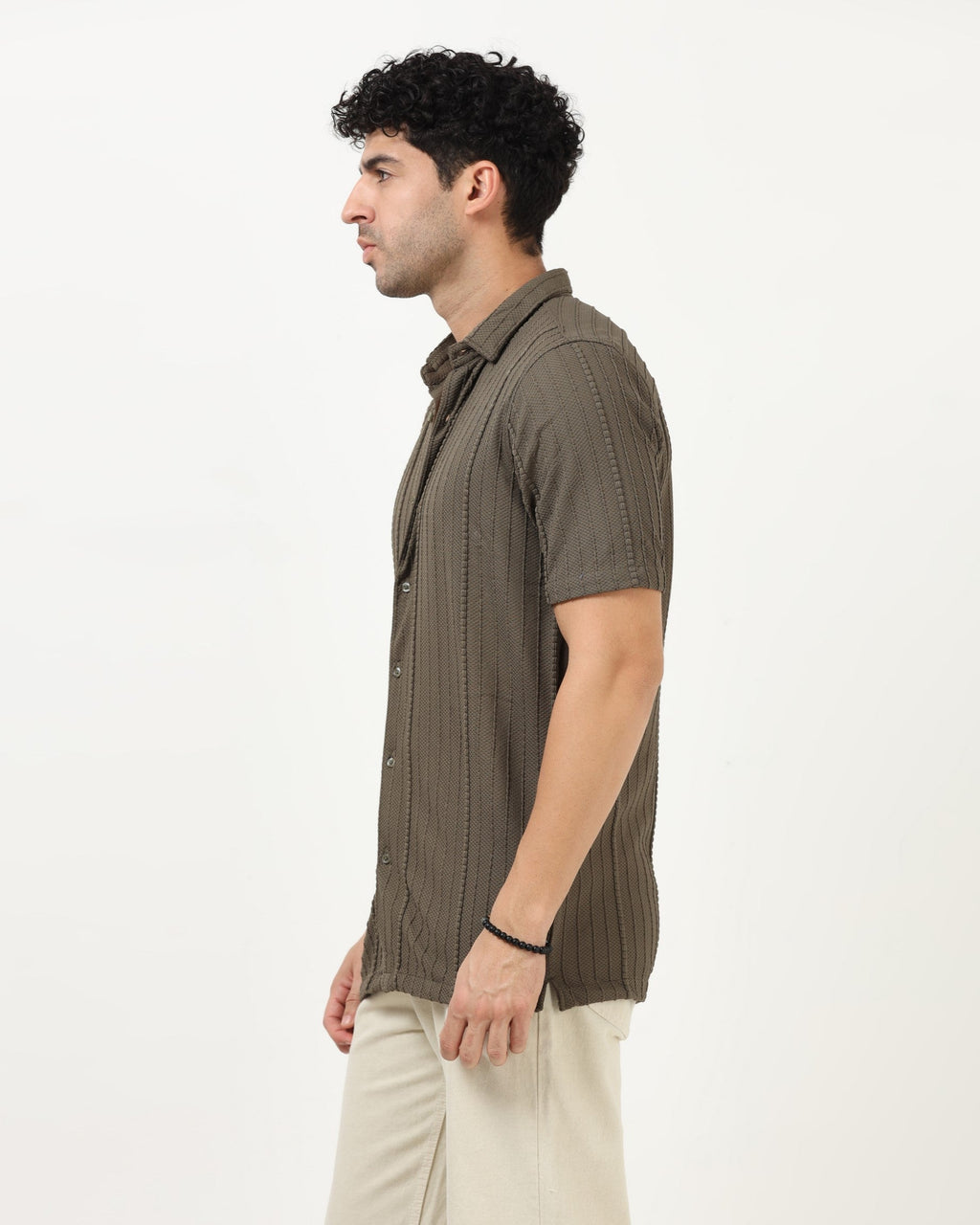VERTIX Dark Green Textured Knit Shirt