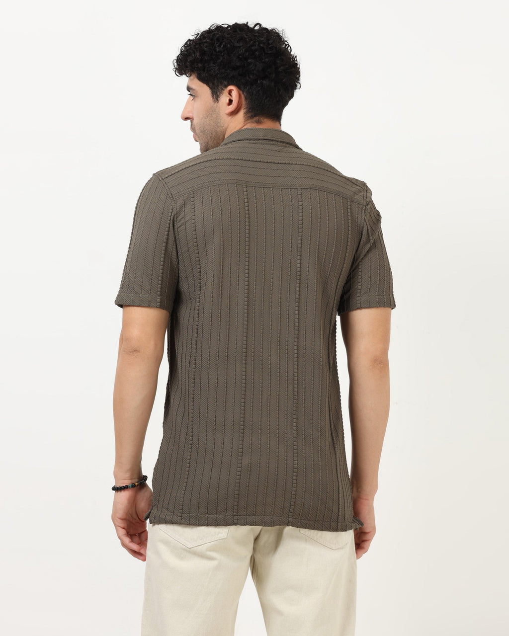 VERTIX Dark Green Textured Knit Shirt