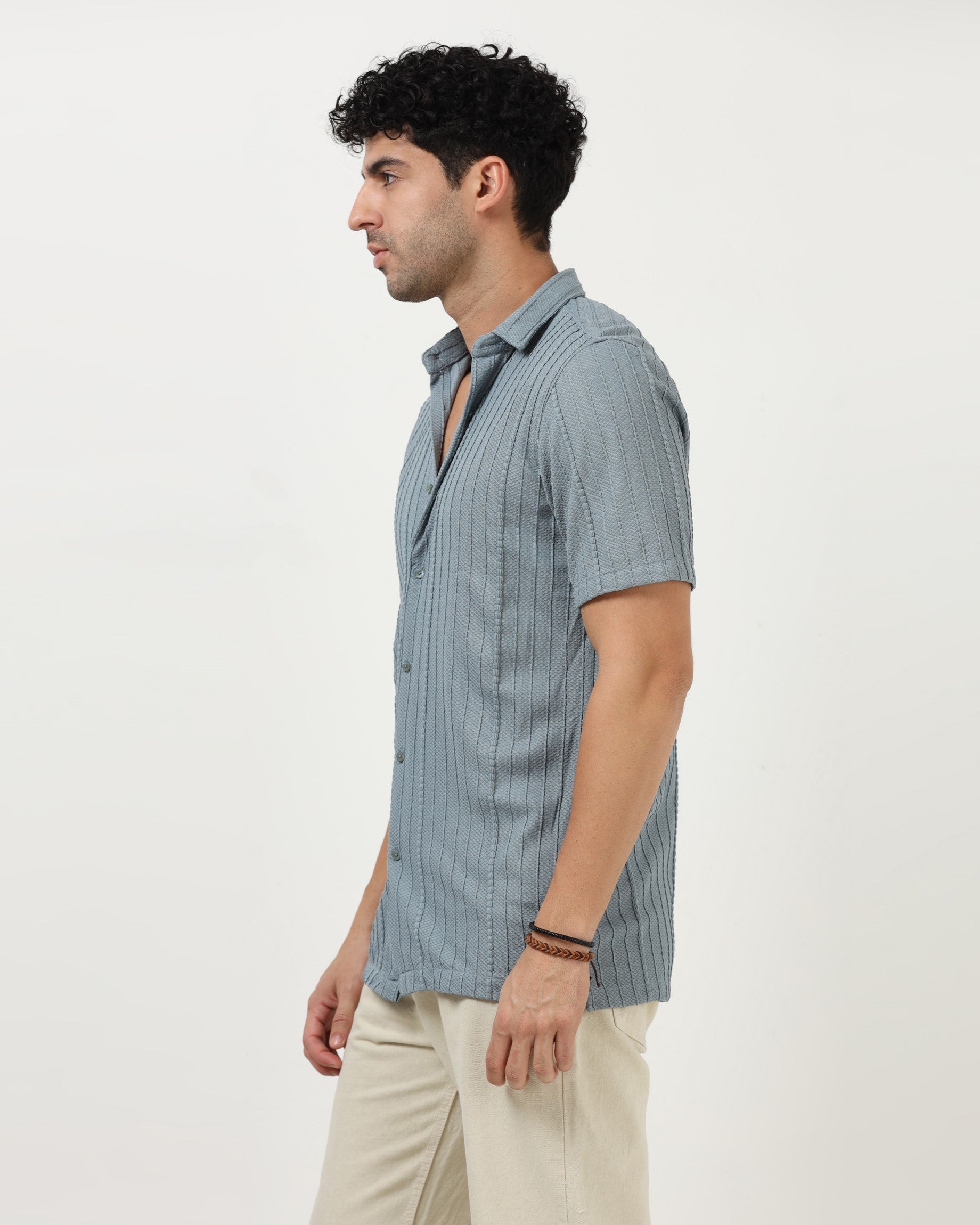 VERTIX Blue Textured Knit Shirt
