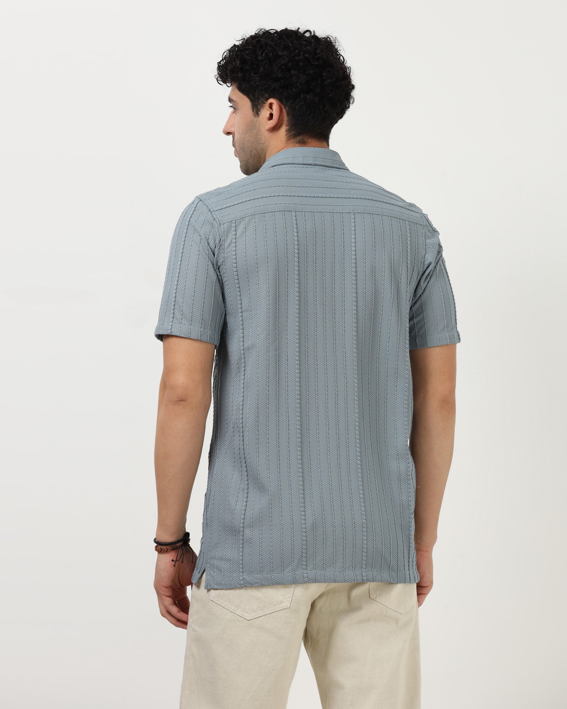 VERTIX Blue Textured Knit Shirt