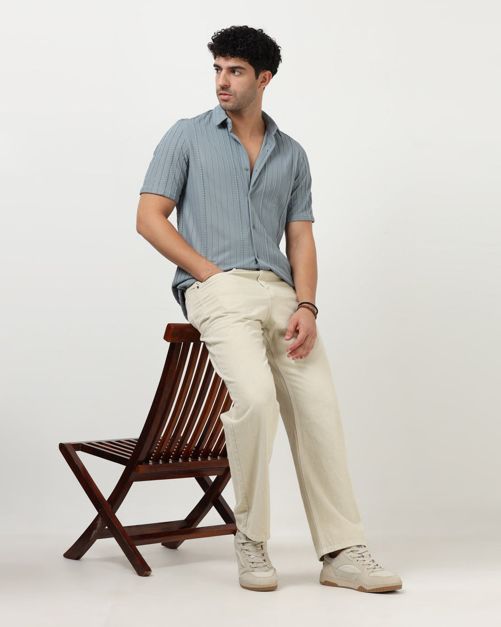 VERTIX Blue Textured Knit Shirt