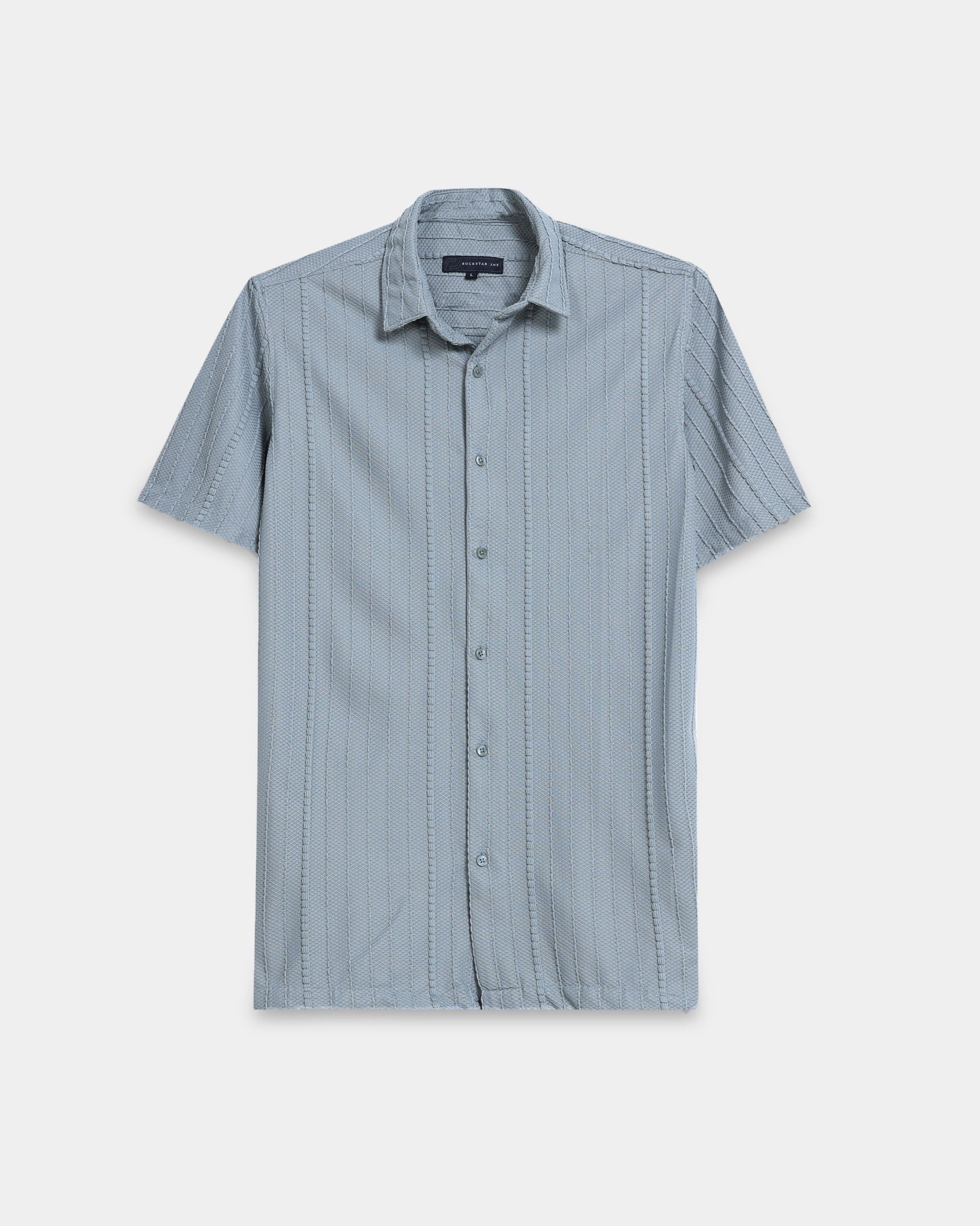 VERTIX Blue Textured Knit Shirt