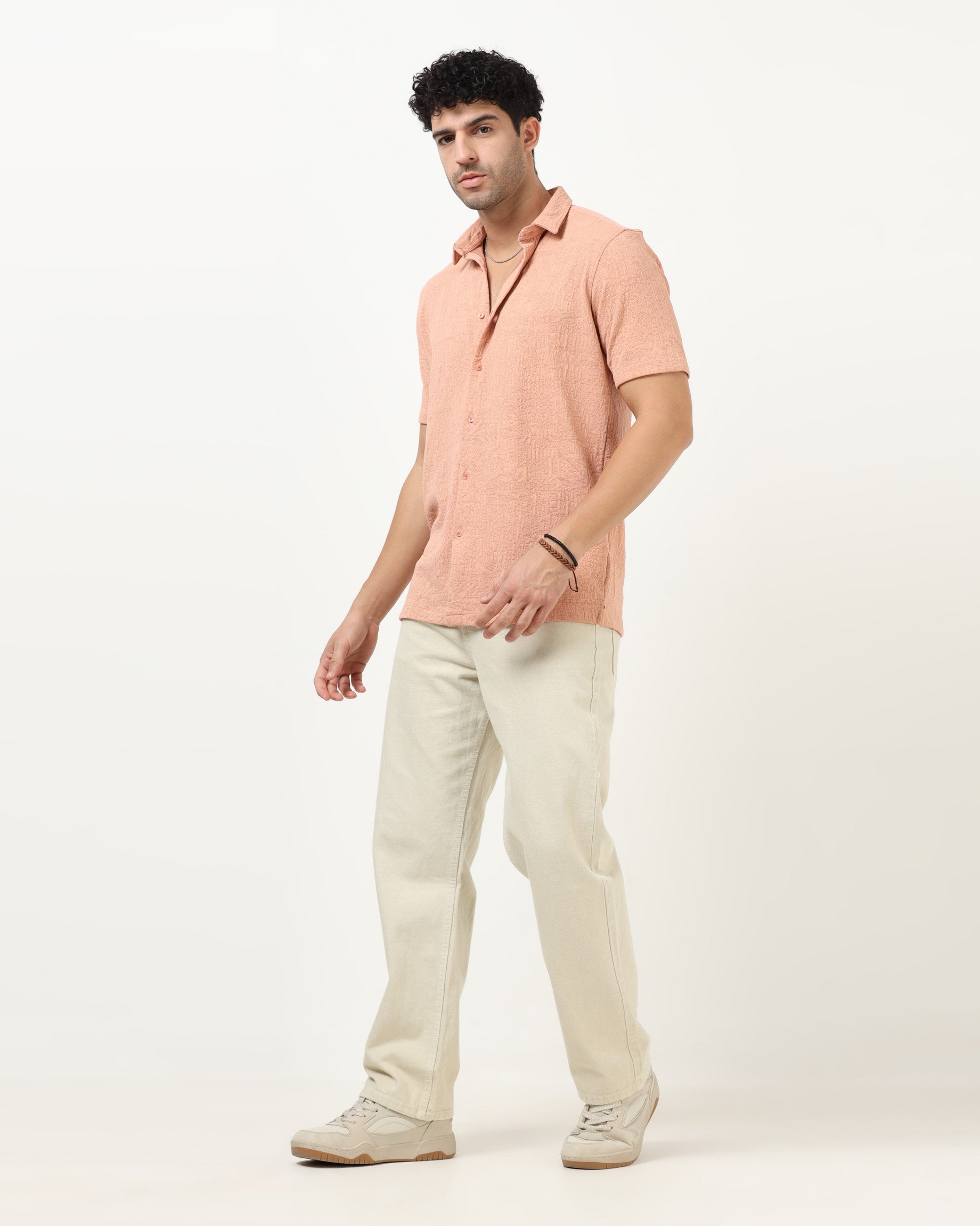 FOAM Peach Textured Shirt