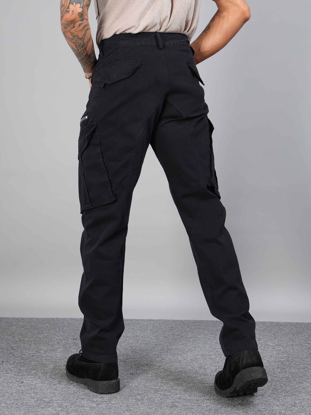Rugged Zip Cargo Pants In Black
