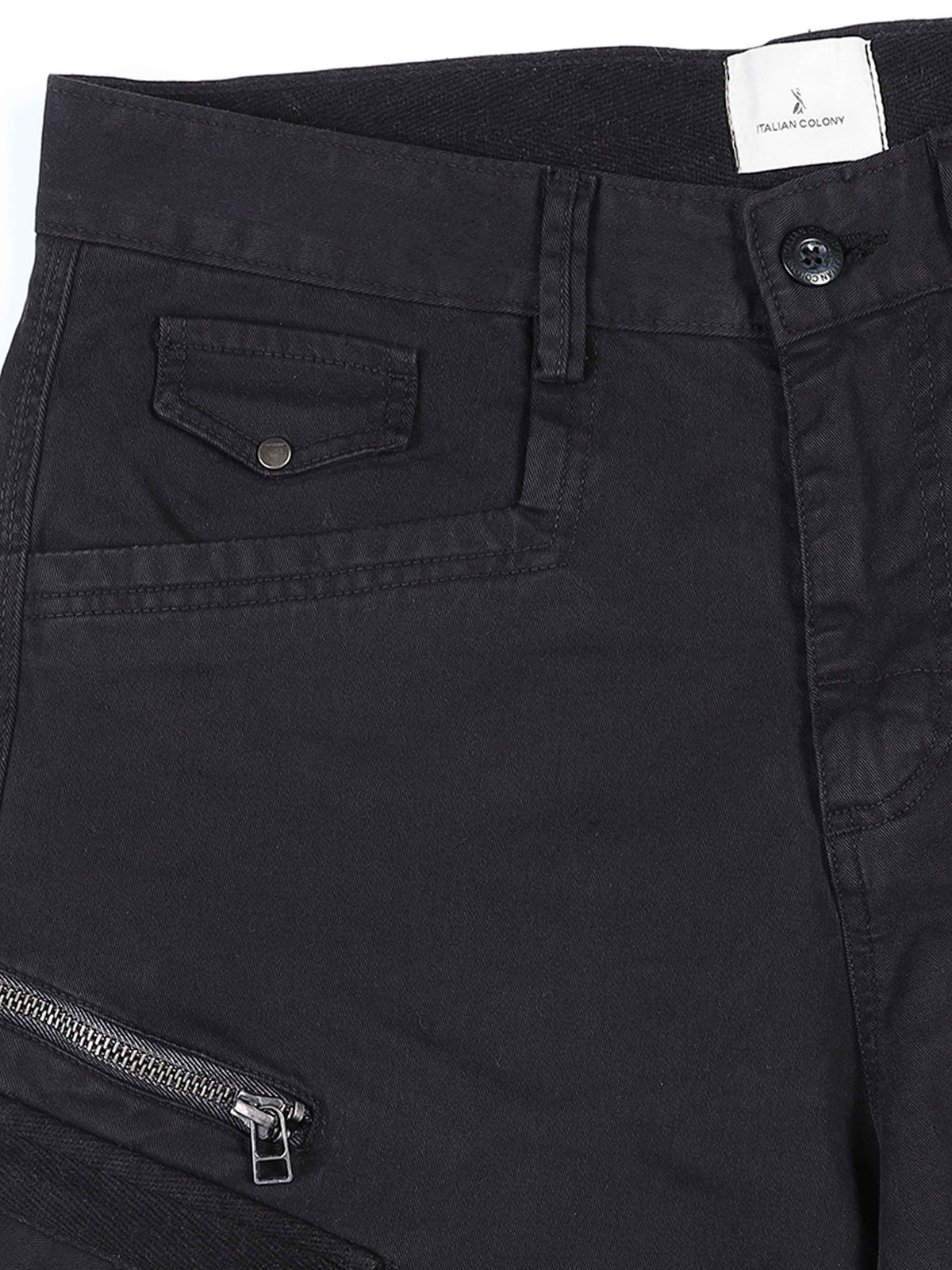 Rugged Zip Cargo Pants In Black