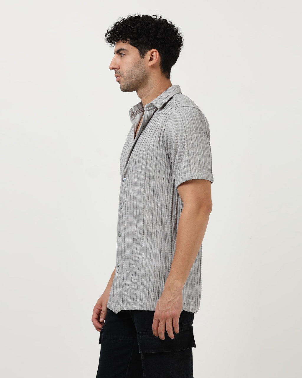 VERTIX Grey Textured Knit Shirt