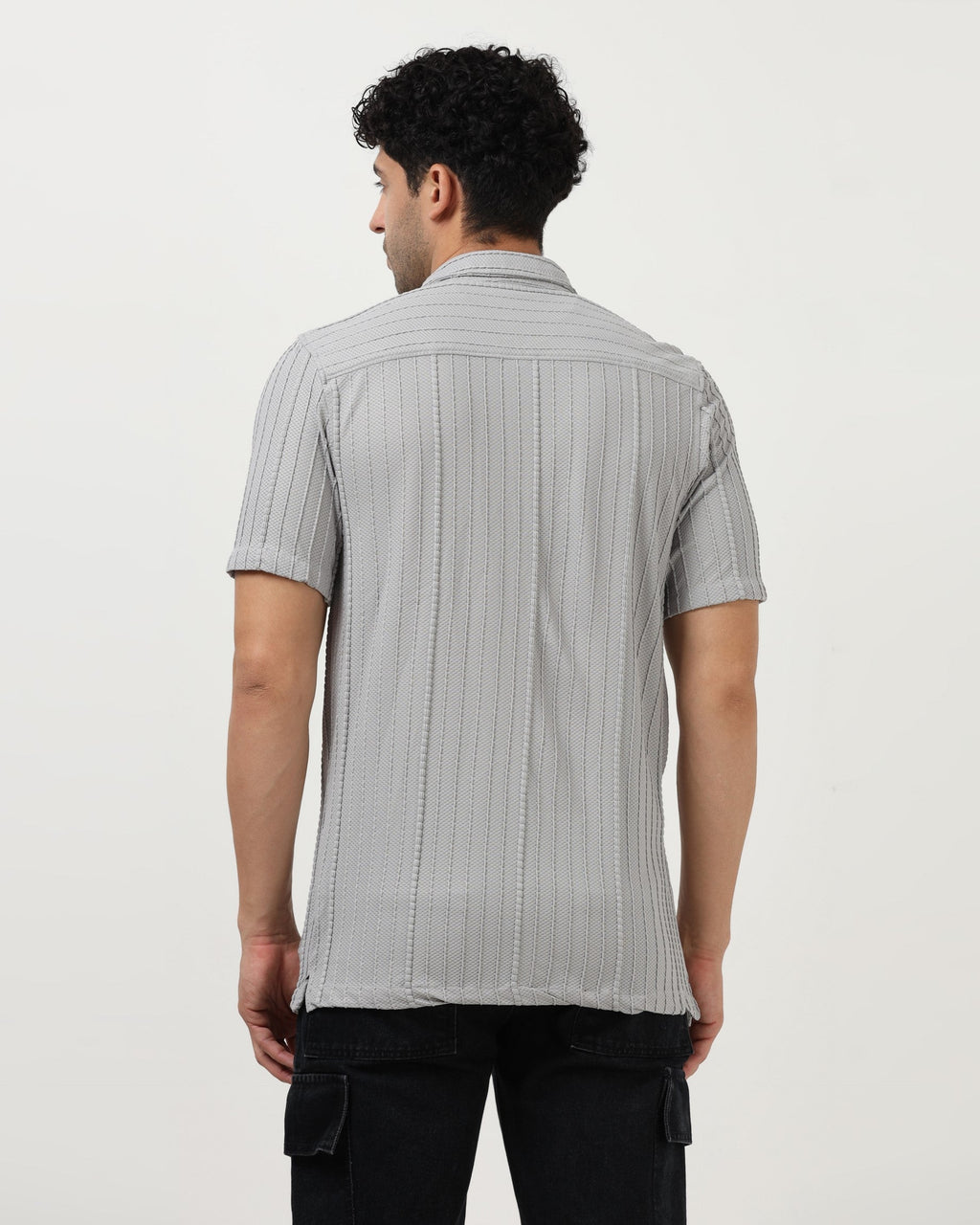 VERTIX Grey Textured Knit Shirt
