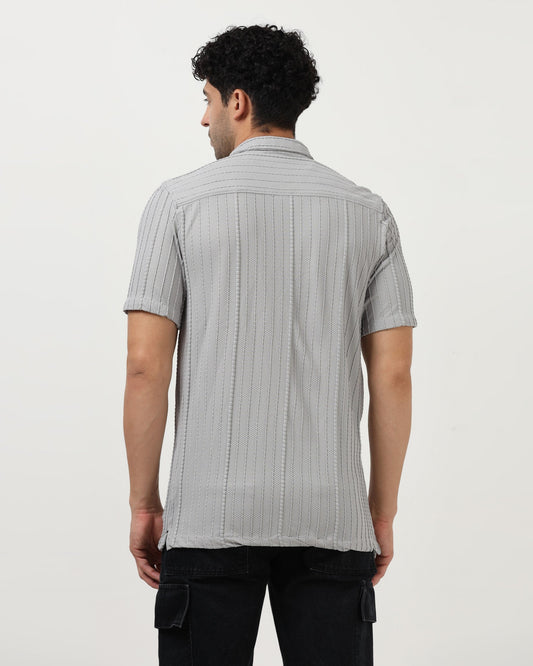 VERTIX Grey Textured Knit Shirt