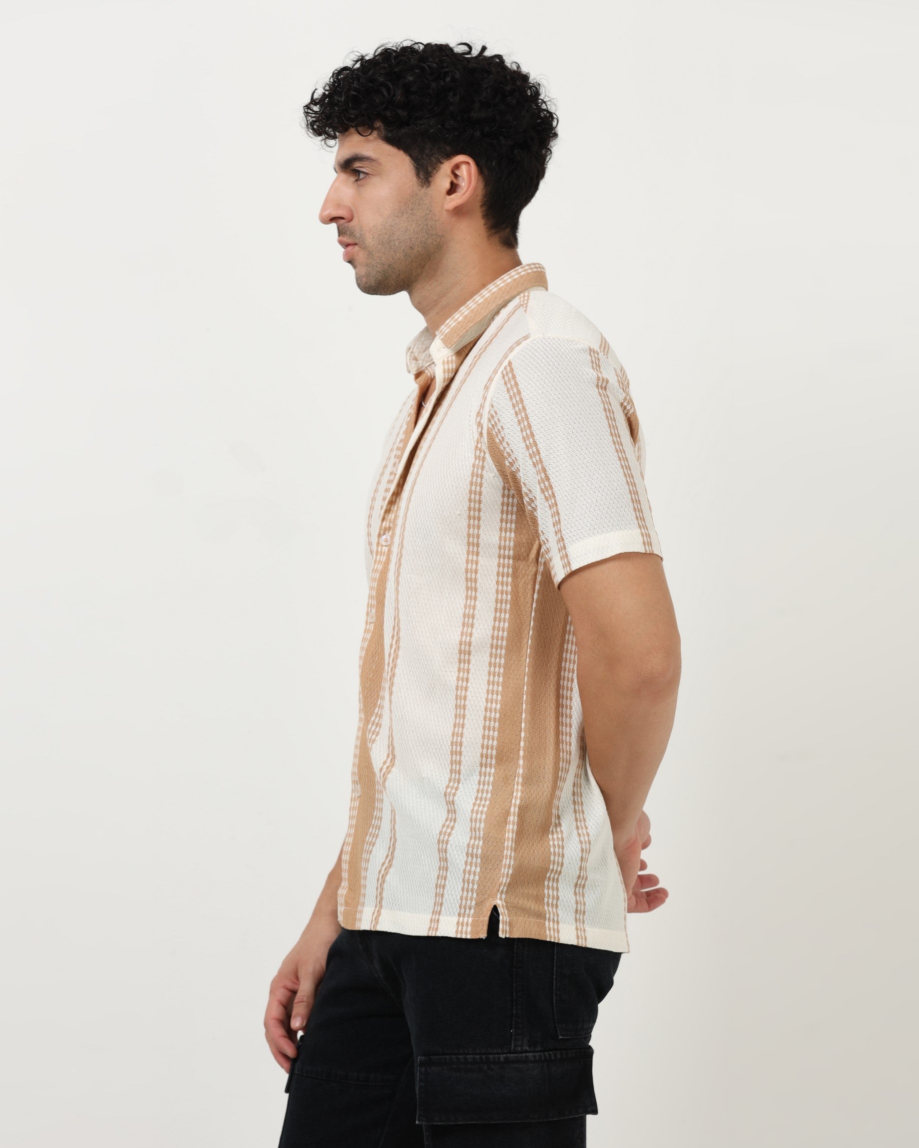 VOLT Beige Textured Knit Shirt