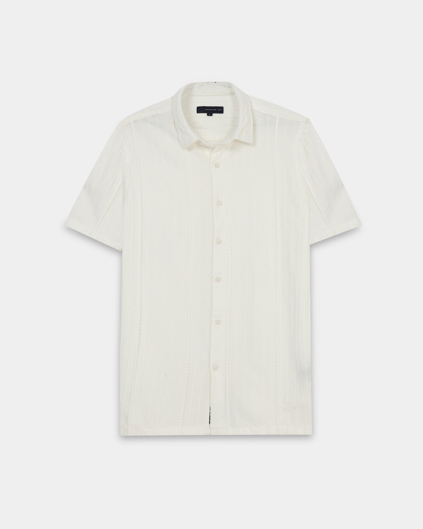VERTIX White Textured Knit Shirt