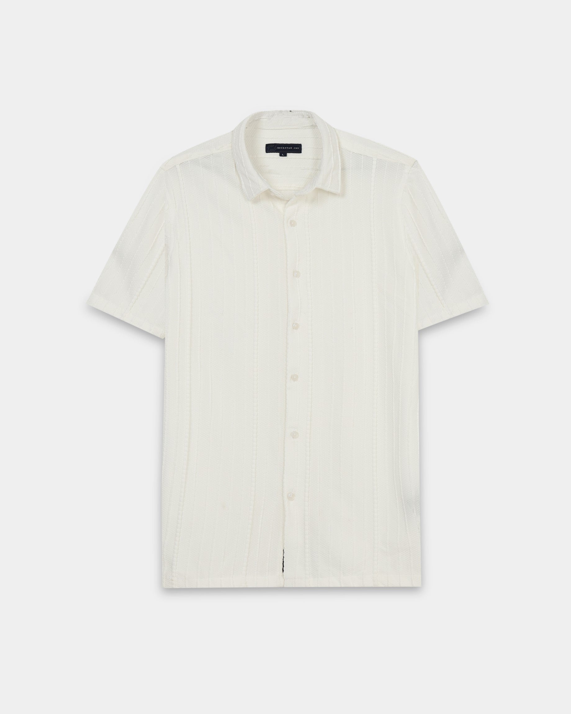 VERTIX White Textured Knit Shirt
