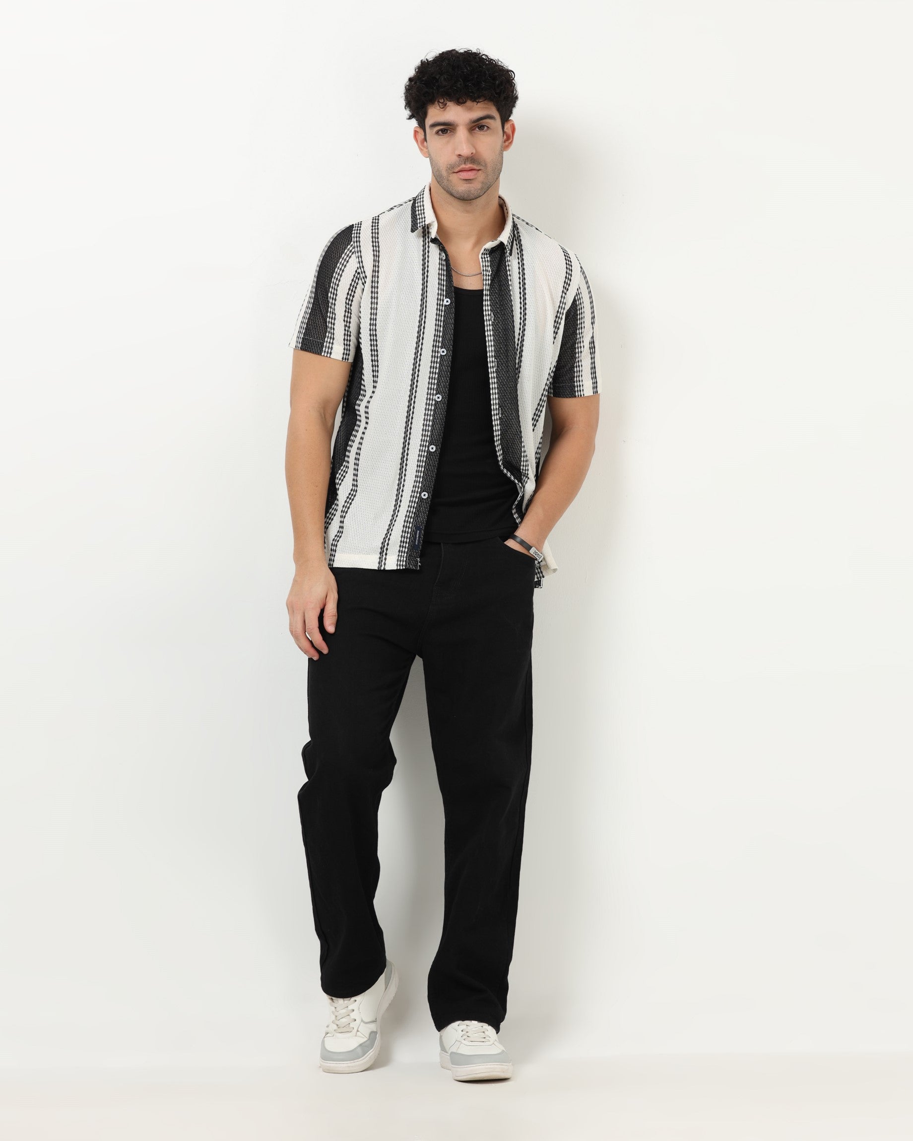VOLT Black Textured Knit Shirt