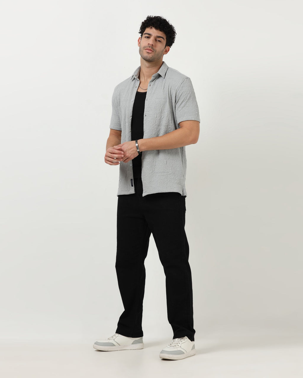 FOAM Grey Textured Shirt