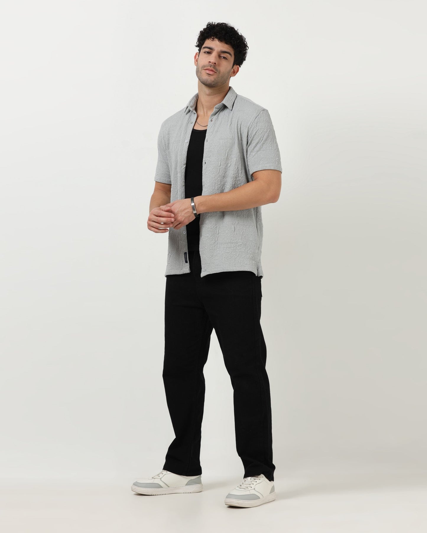 FOAM Grey Textured Shirt