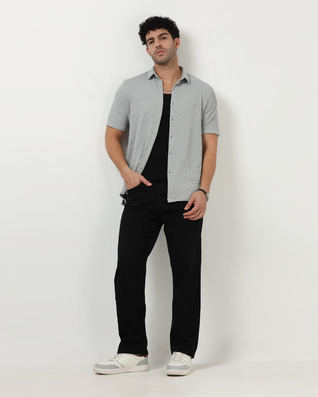 FOAM Grey Textured Shirt