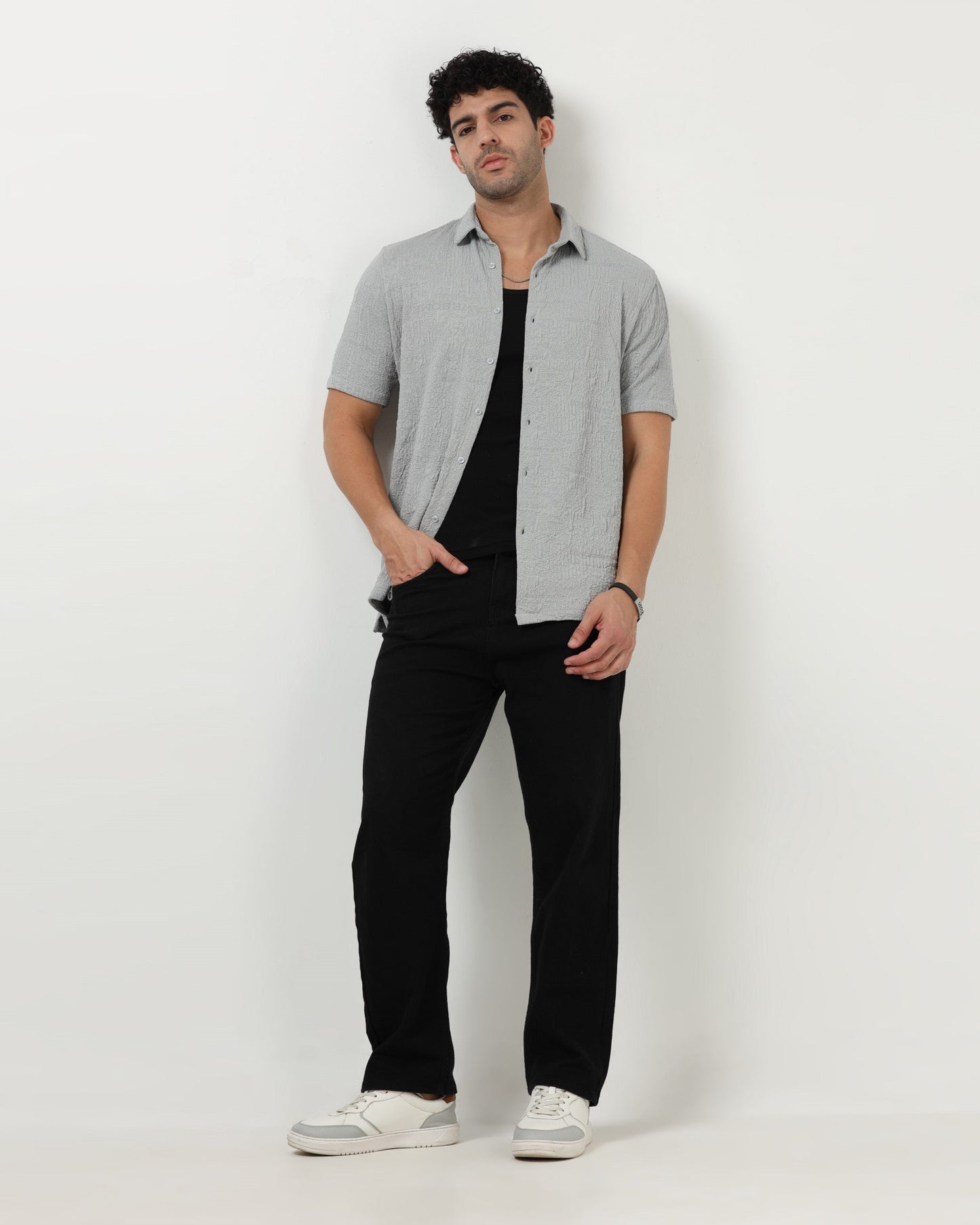 FOAM Grey Textured Shirt