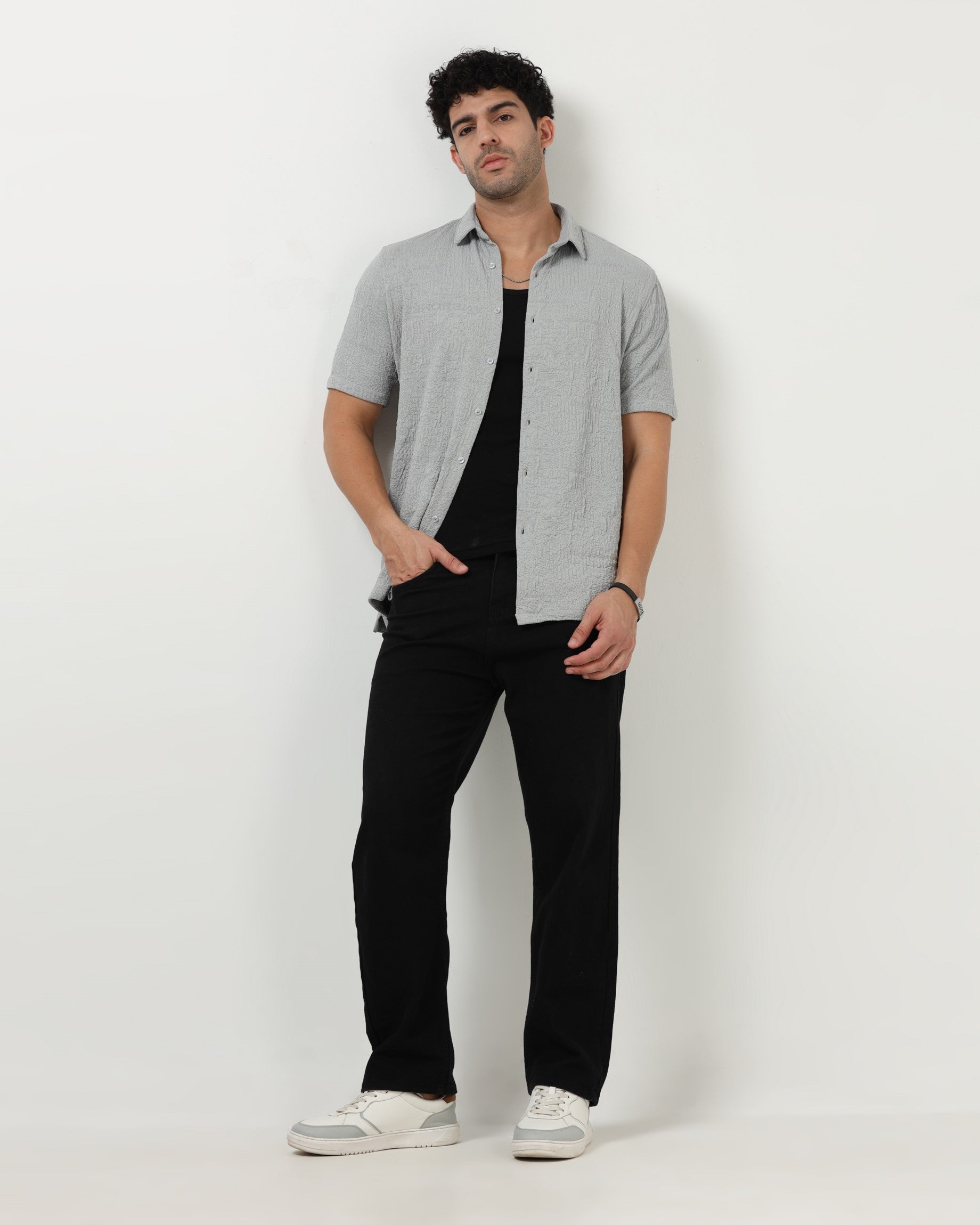 FOAM Grey Textured Shirt