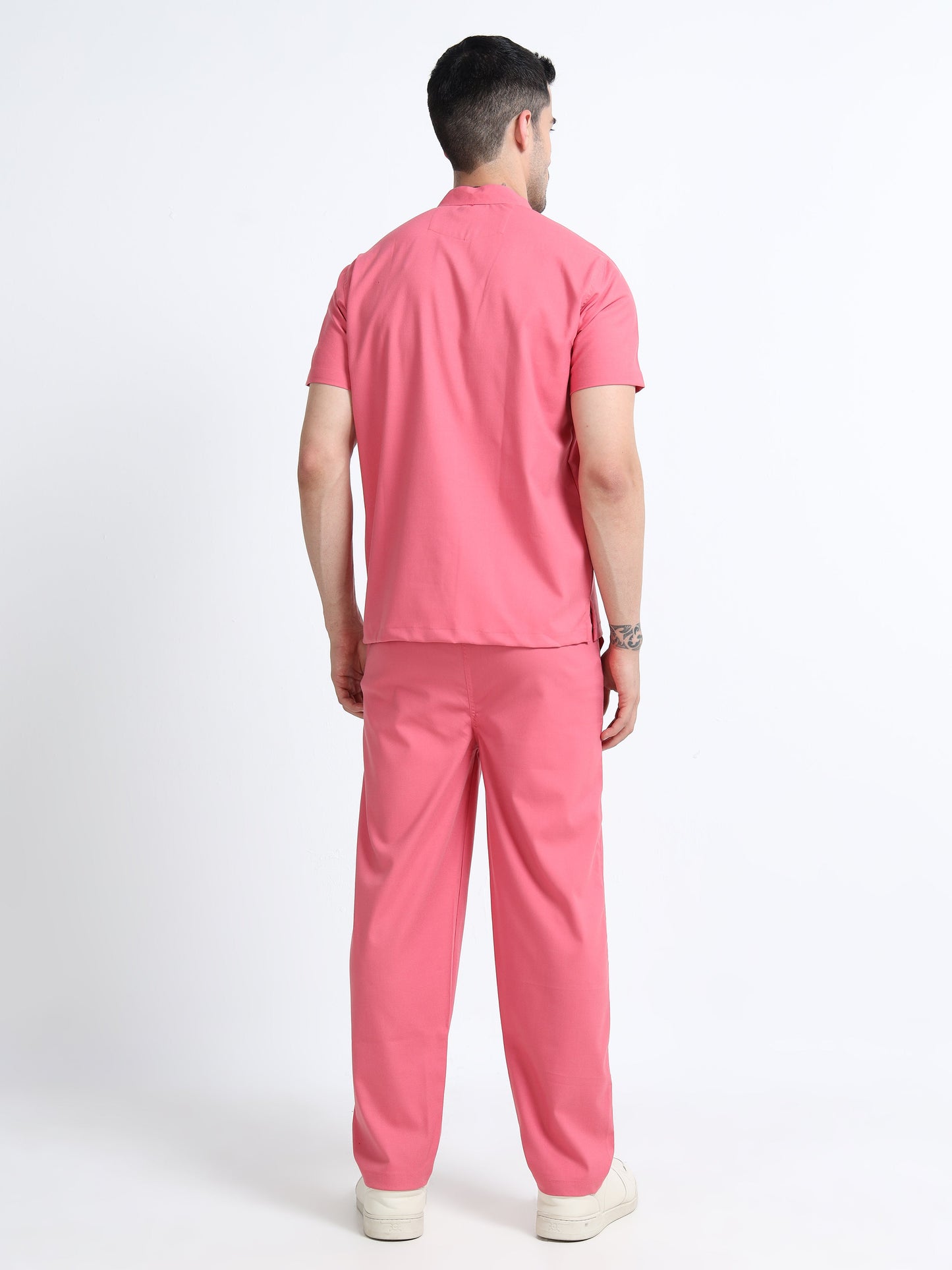 Men’s Mauve Medical Scrub Set – Mandarin Collar (Chinese Collar) Top & Straight Pants | Wrinkle-Resistant – Eco Flex