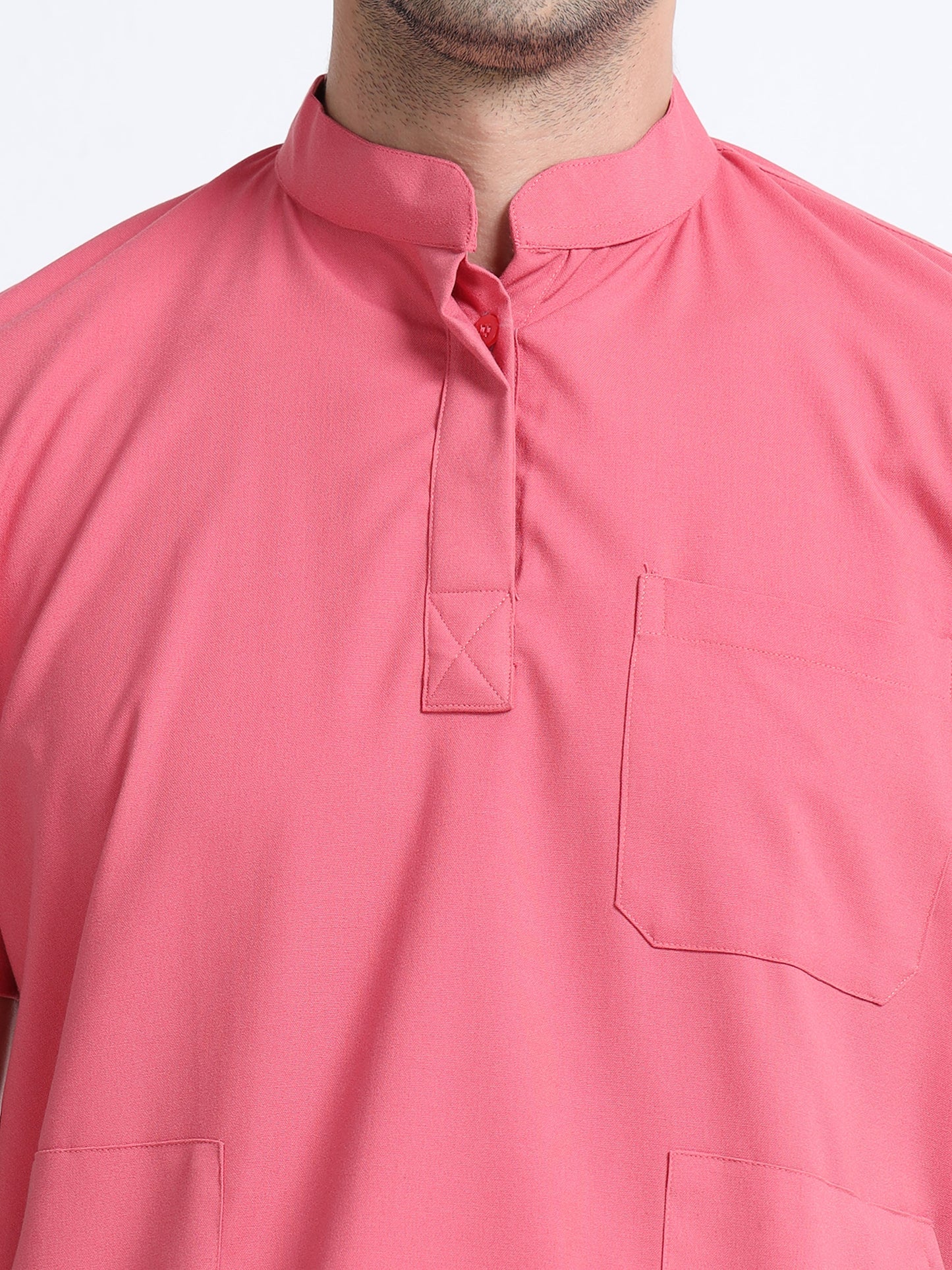 Men’s Mauve Medical Scrub Set – Mandarin Collar (Chinese Collar) Top & Straight Pants | Wrinkle-Resistant – Eco Flex