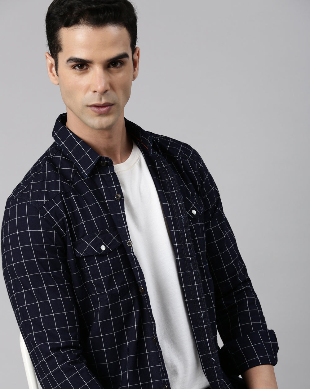 Swing Indigo Navy Checkered Shirt