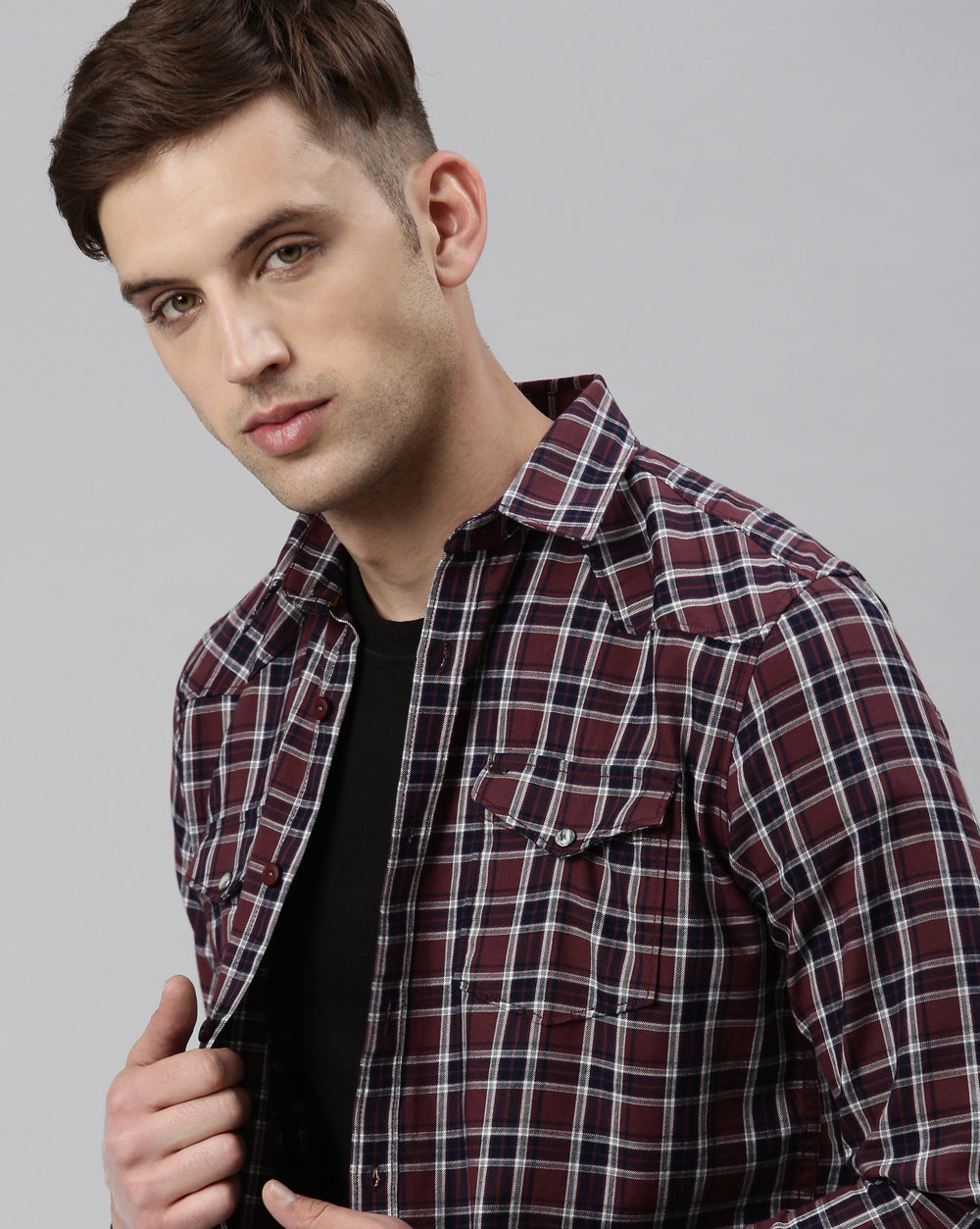 Swing Maroon Indigo Checkered Shirt