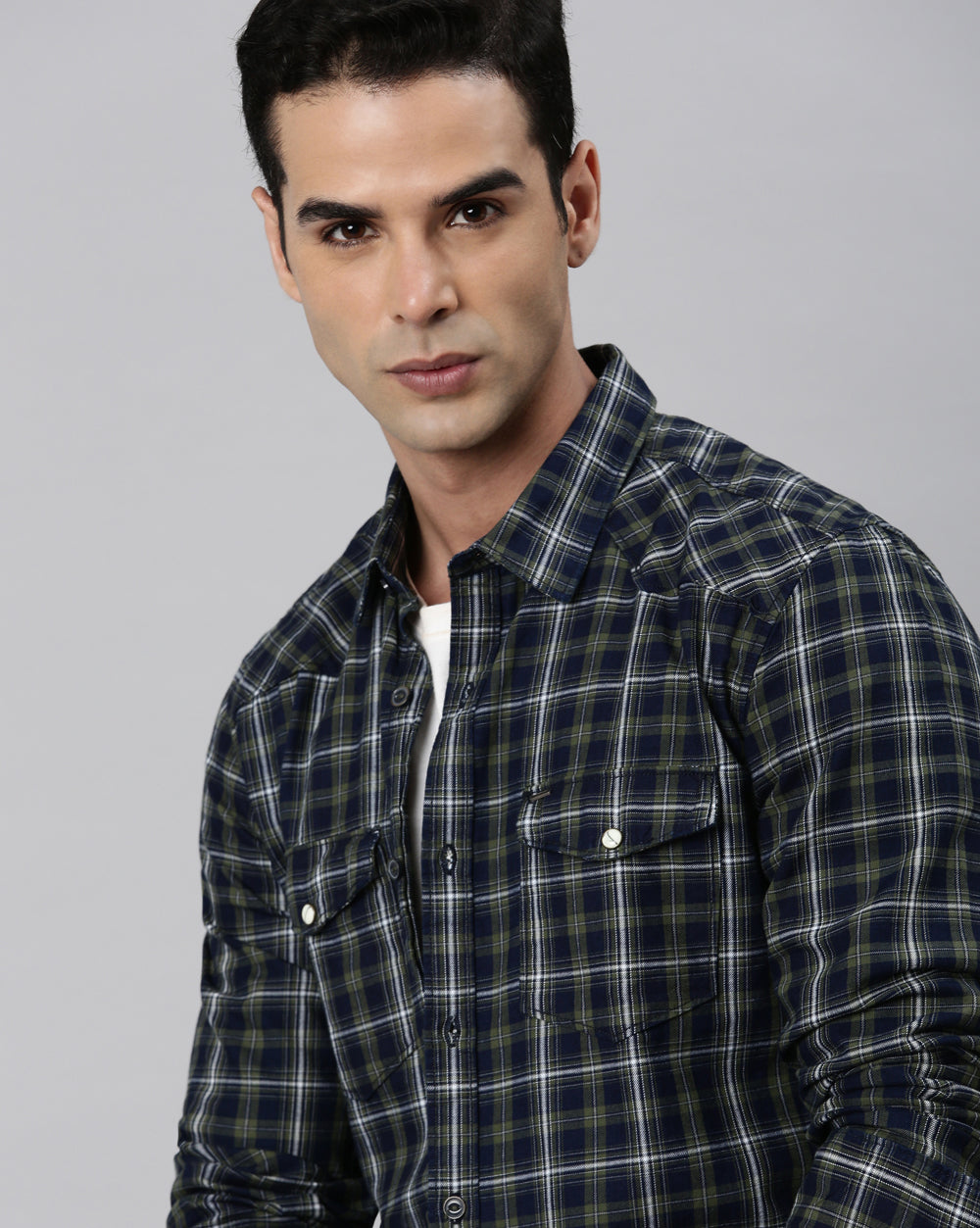Swing Olive Plaid Shirt