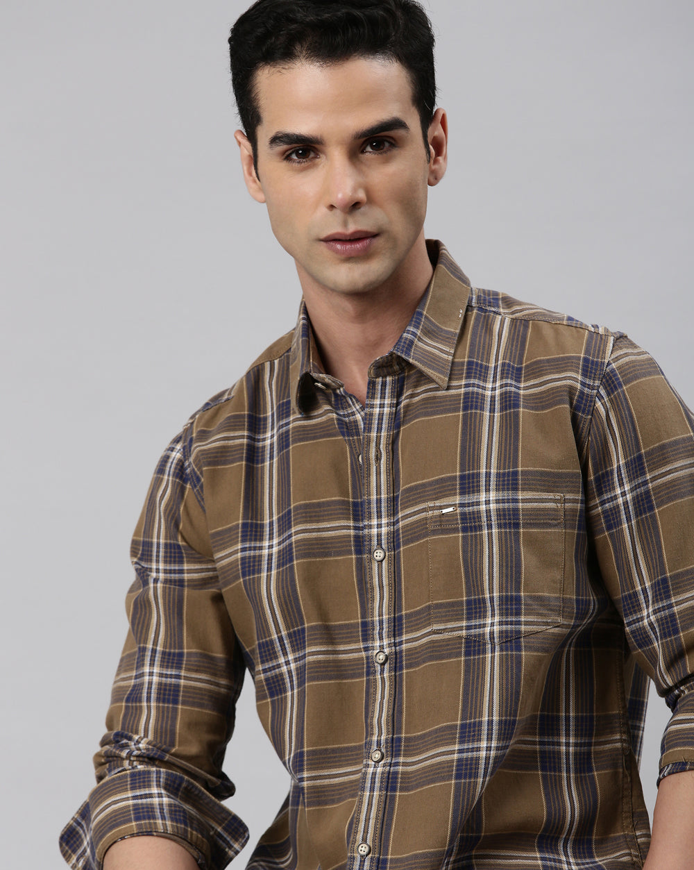 Sway Khaki Checkered Shirt