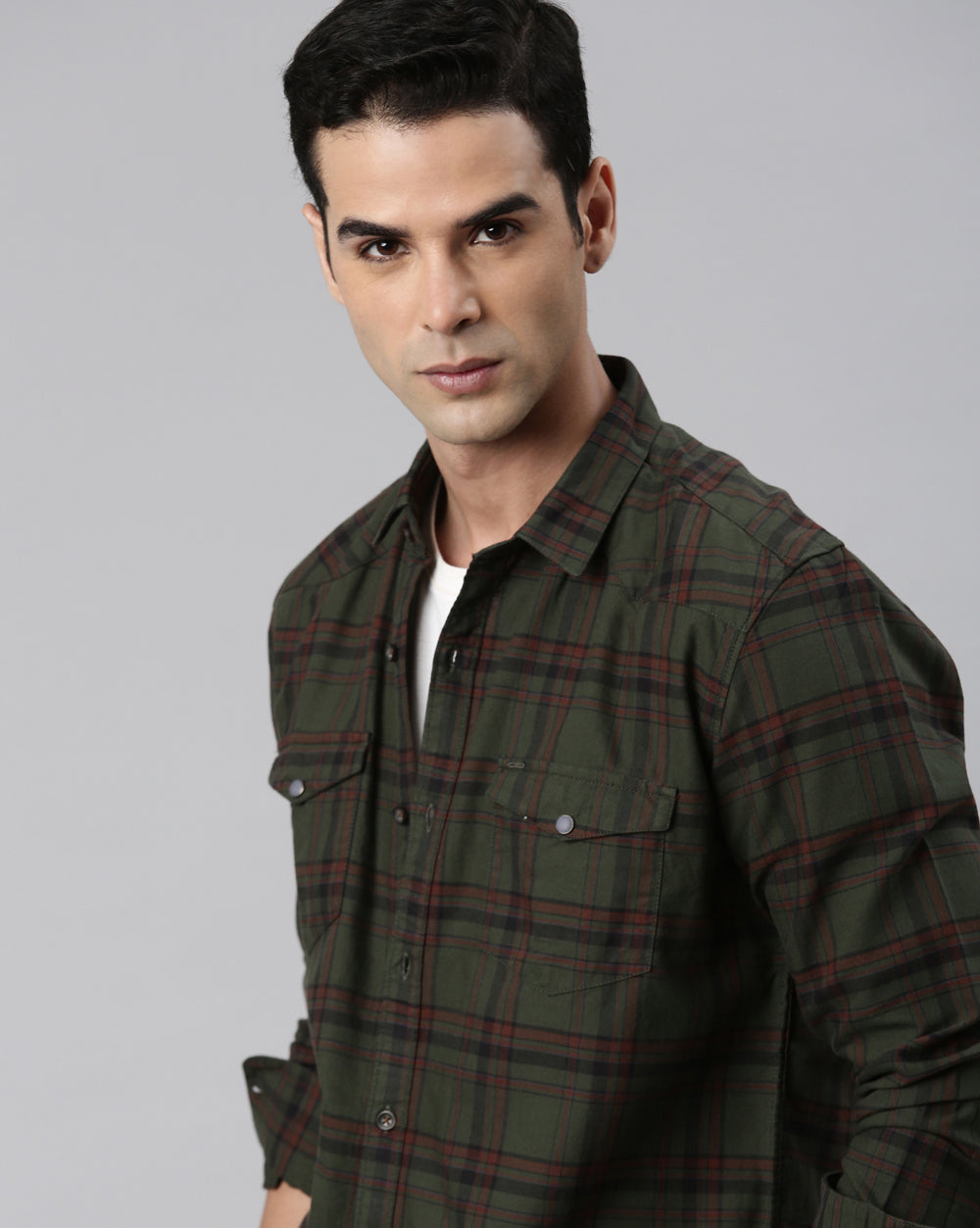 Swing Olive Plaid Shirt