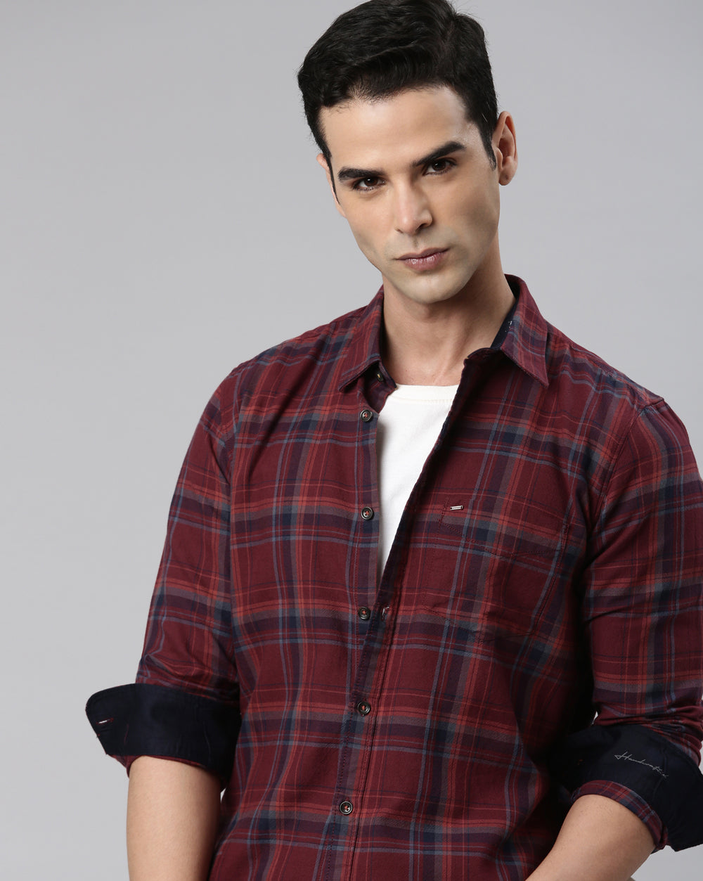 Sway Maroon Checkered Shirt