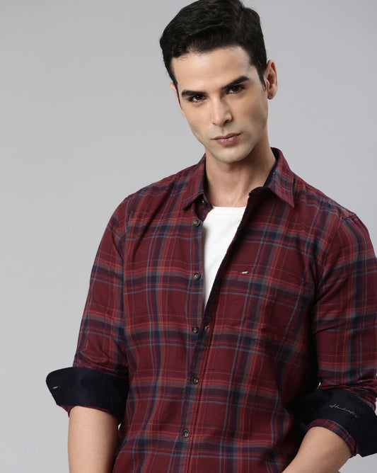 Sway Maroon Checkered Shirt
