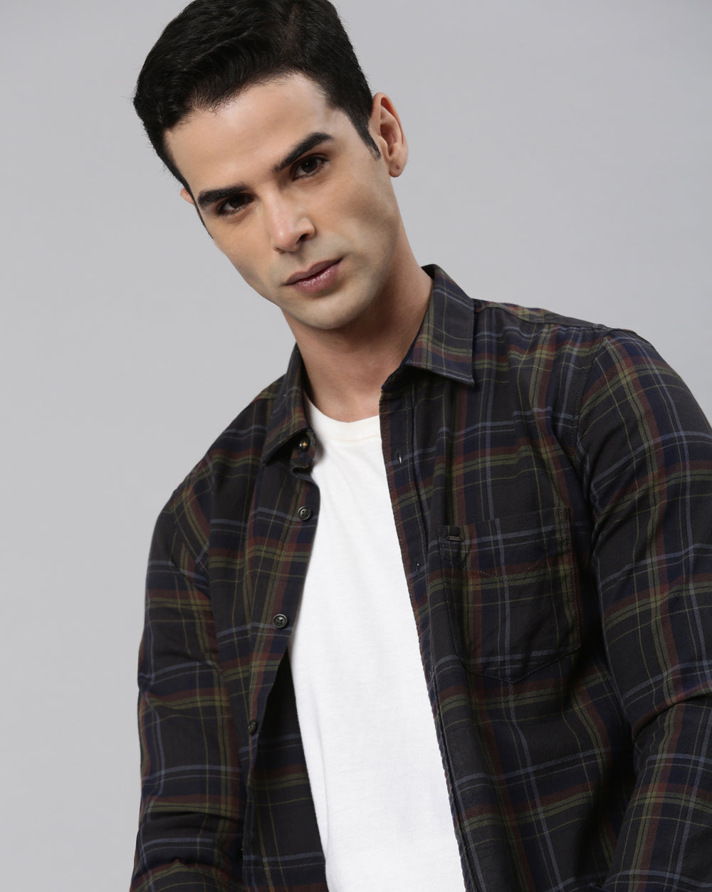 Sway Olive Checkered Shirt