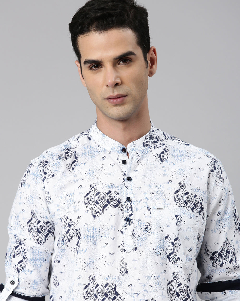 Abstract Print Kurta White