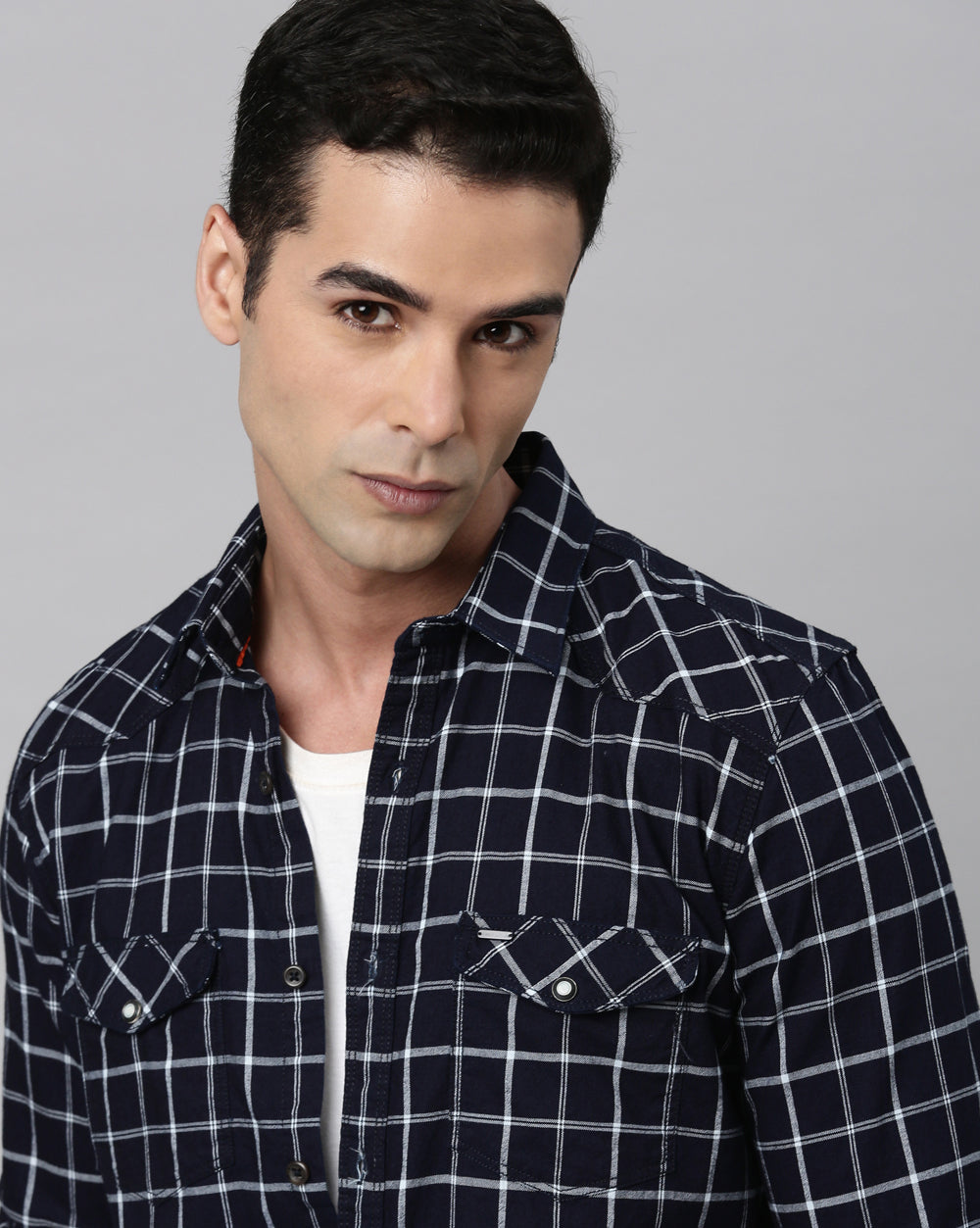 Swing Dark Blue Checkered Shirt