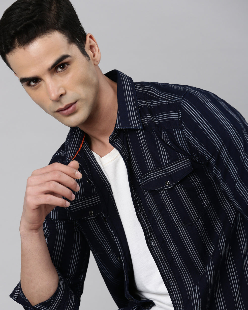 Men's Twill Indigo Striped Shirt