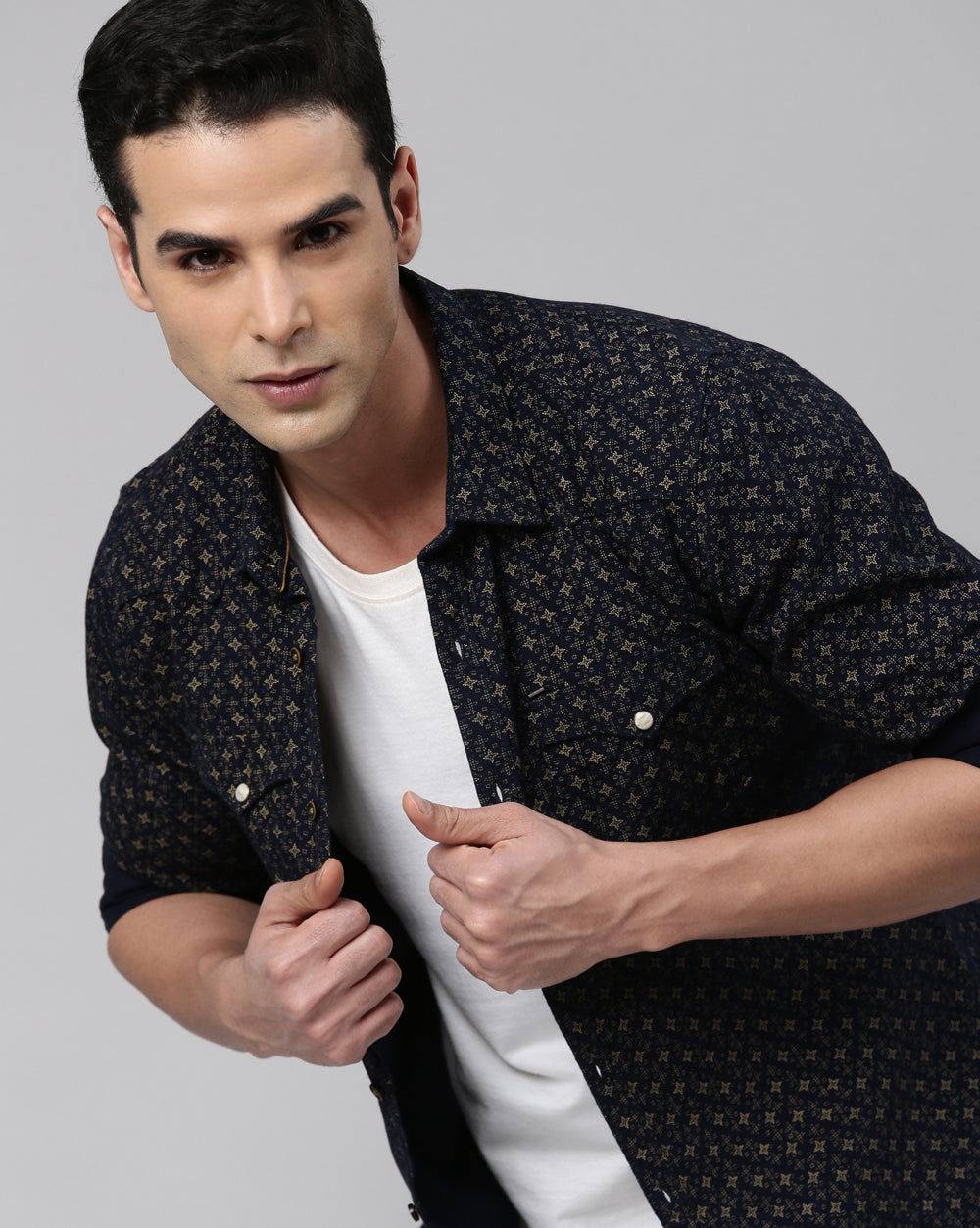 Indigo Slim Fit Printed Shirt