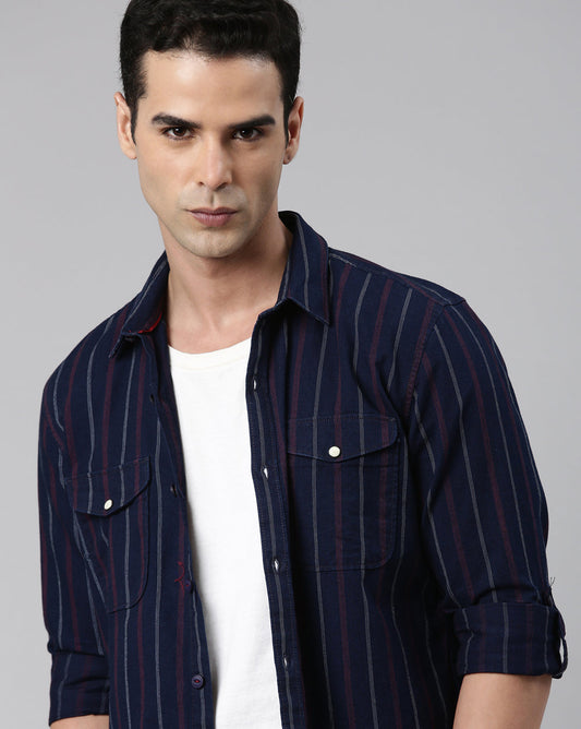Men's Indigo Striped Shirt