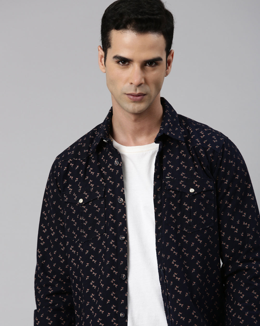 Men's Indigo Printed Shirt