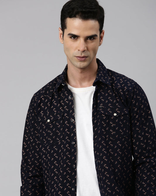Men's Indigo Printed Shirt
