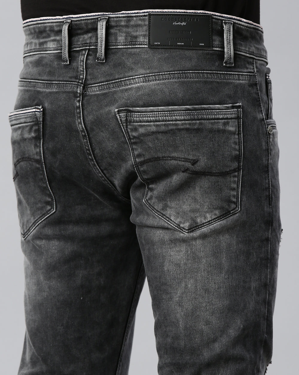 Distressed Dark Grey Denim
